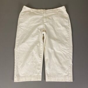St John's Bay Capri Pants Women's Plus 18W‎ White Cropped Cotton Blend Casual